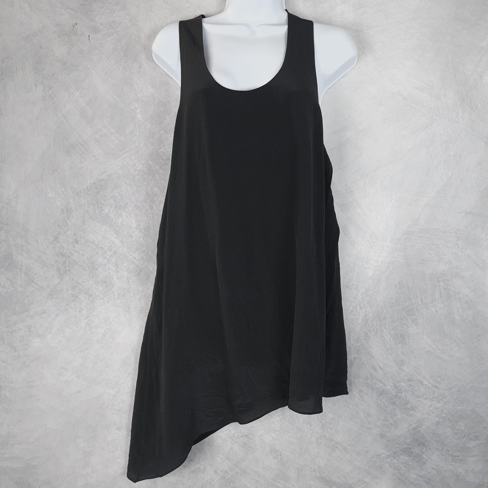 The Fisher Project Dress Womens Medium Black Silk Asymmetrical Tank Trapeze